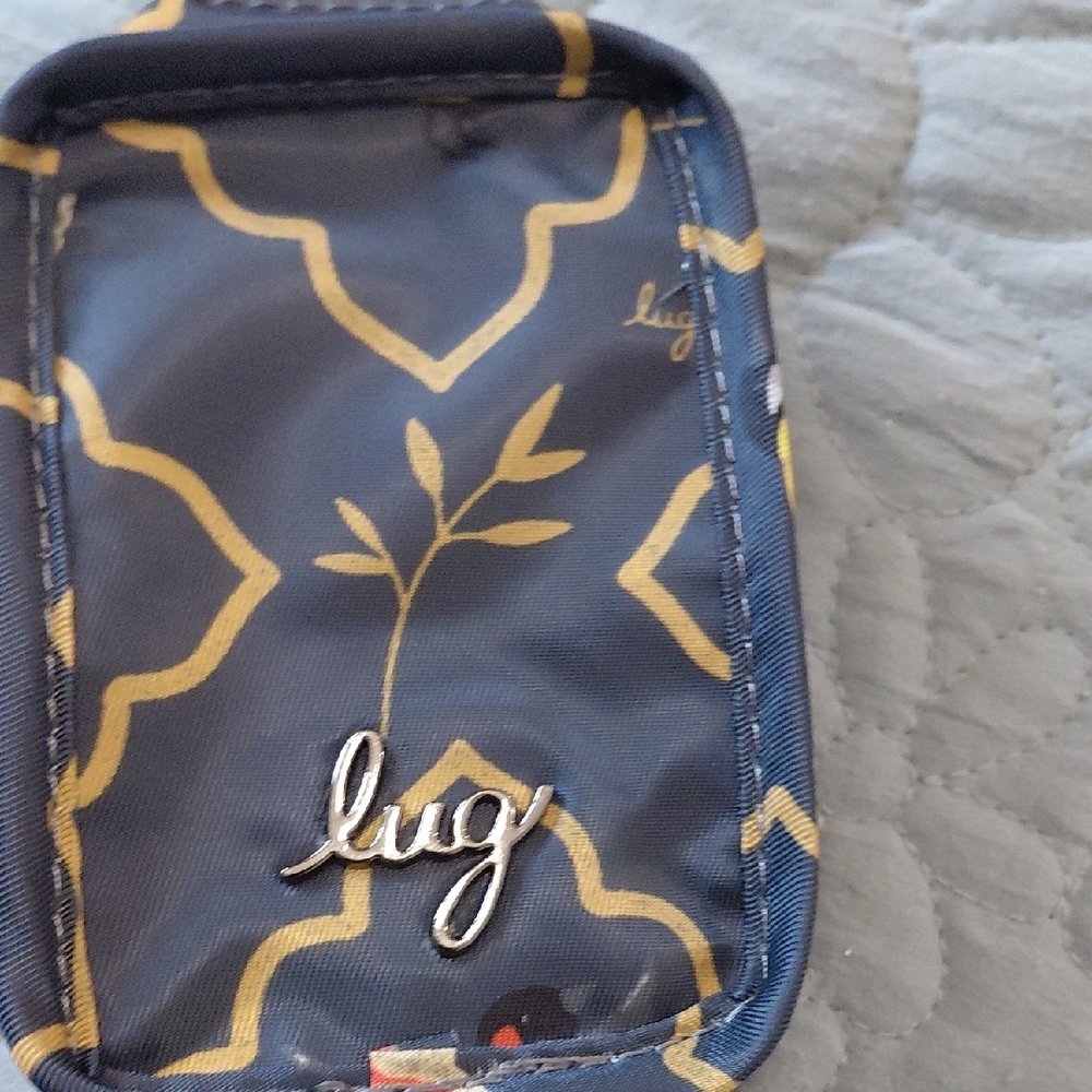Lug Navy and Gold Floral mini Keychain Bag (New)